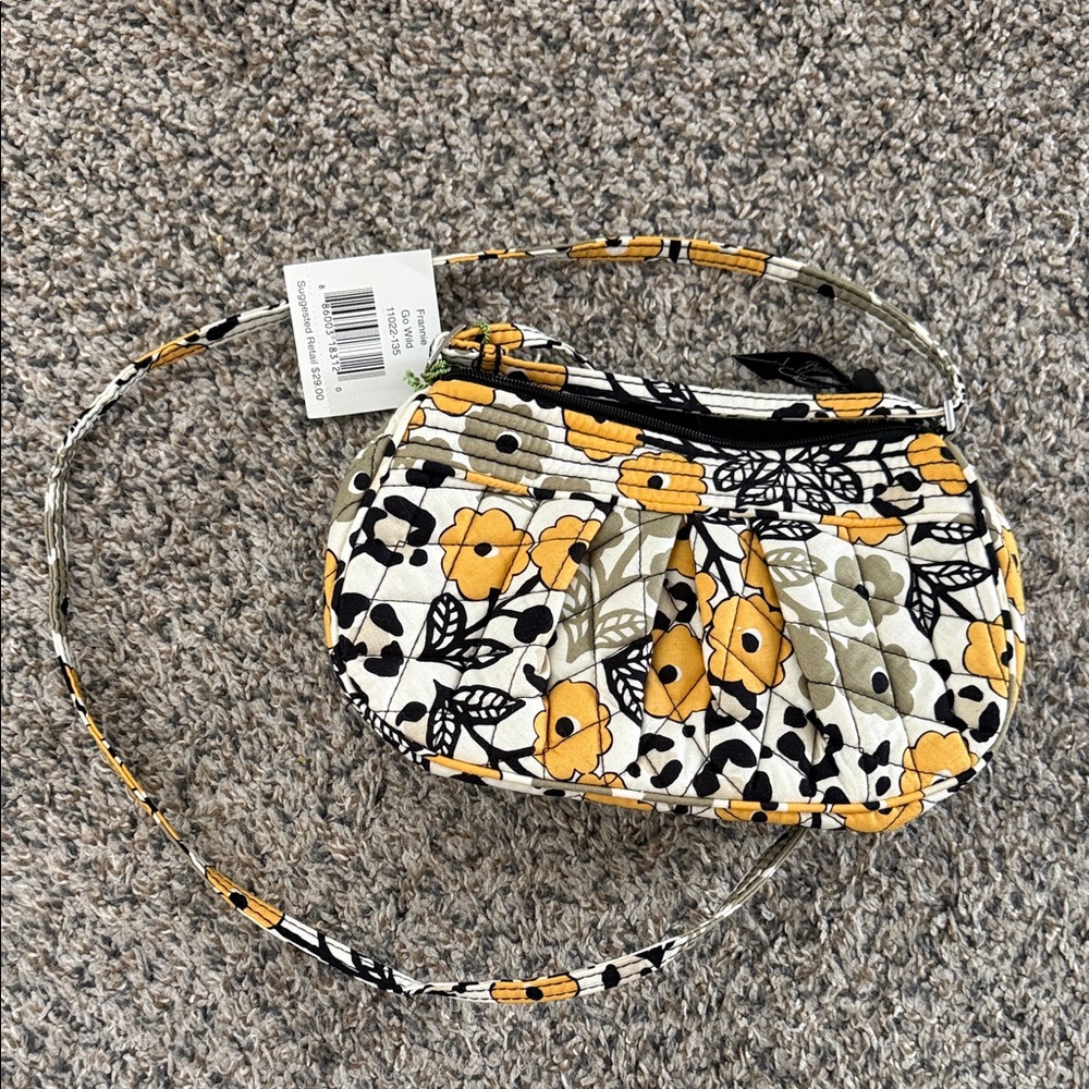 Vera Bradley Yellow and Black Floral Crossbody Bag. Frannie go wild